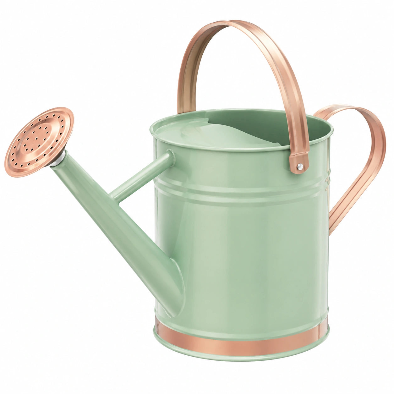 Arrosoir vert menthe avec anses cuivre 5L