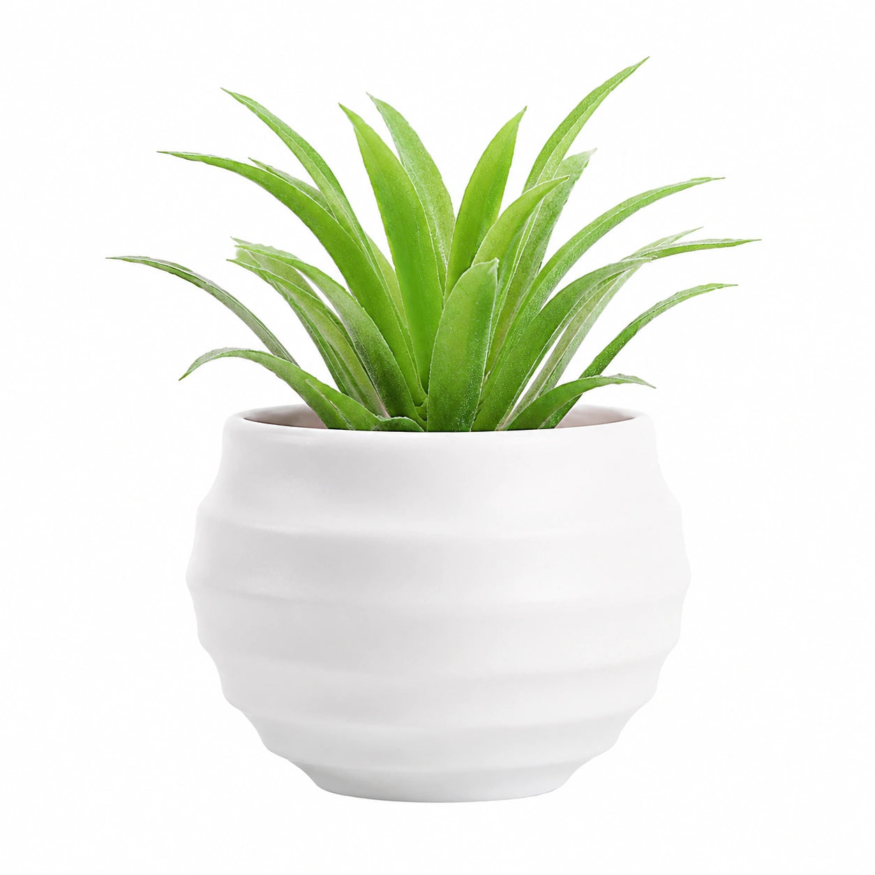 Plante Verte Artificielle avec Pot en Céramique Blanc, Hauteur 15 cm