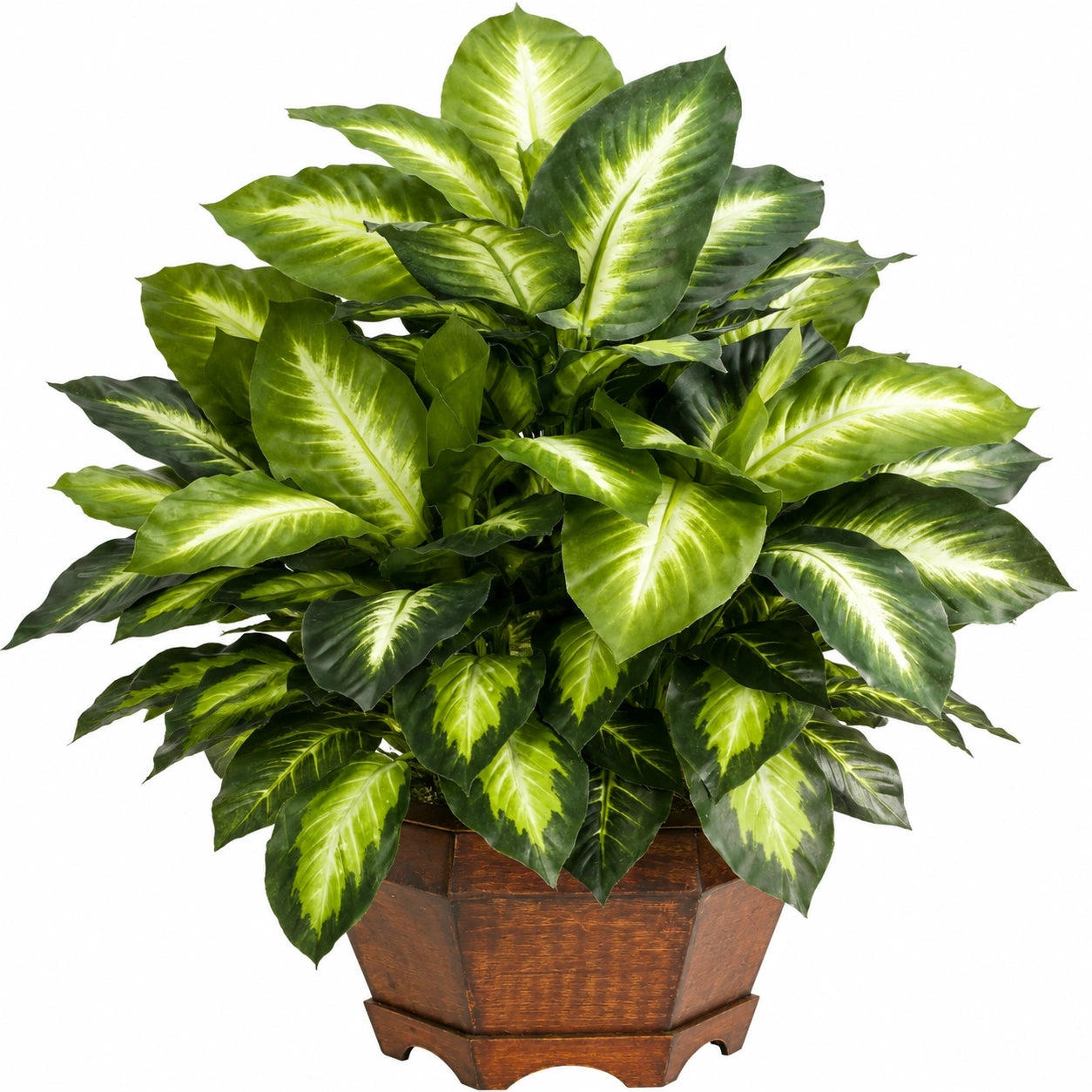 Plante artificielle verte avec pot en bois 80 cm
