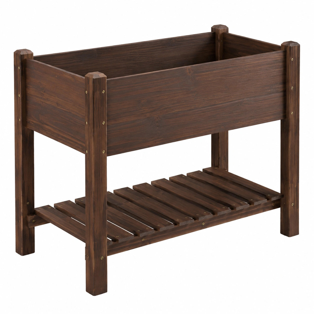 Jardinière Élevée en Bois Marron pour Extérieur