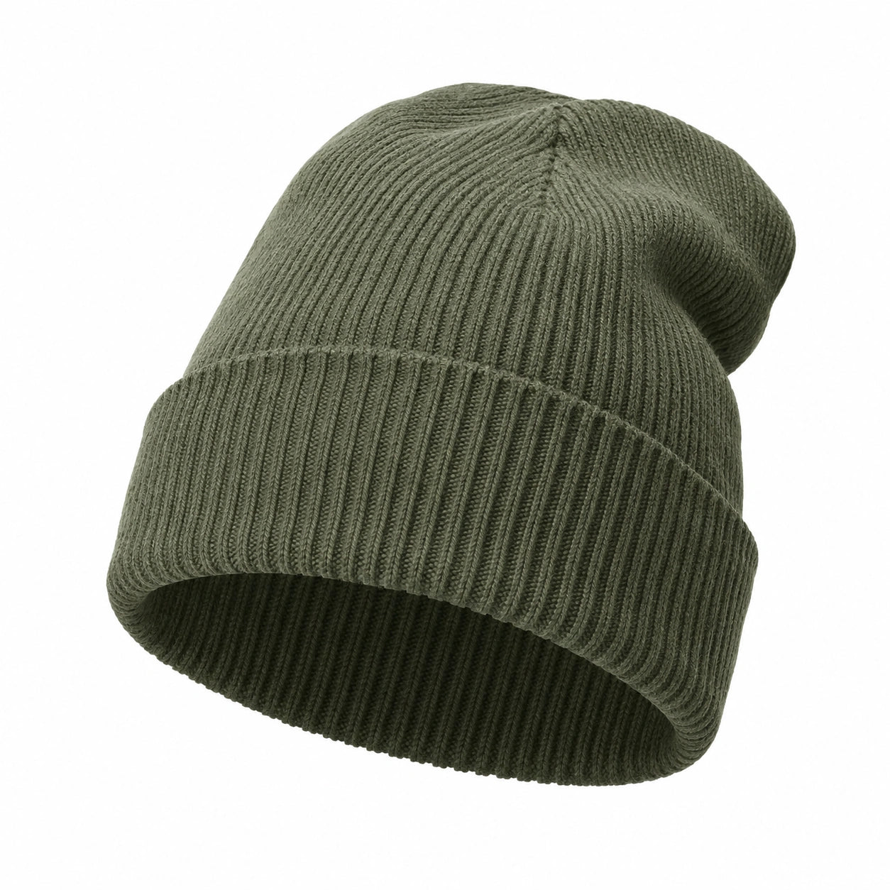 Bonnet en Tricot Vert Olive pour Adultes