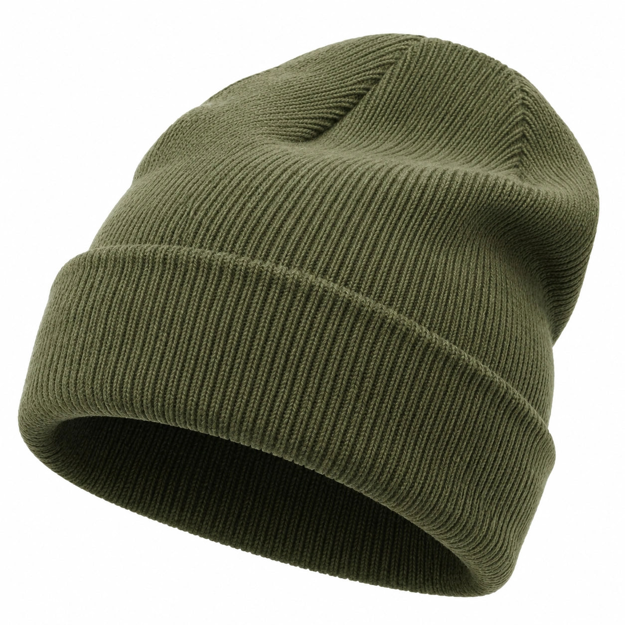 Bonnet côtelé pour hiver vert olive