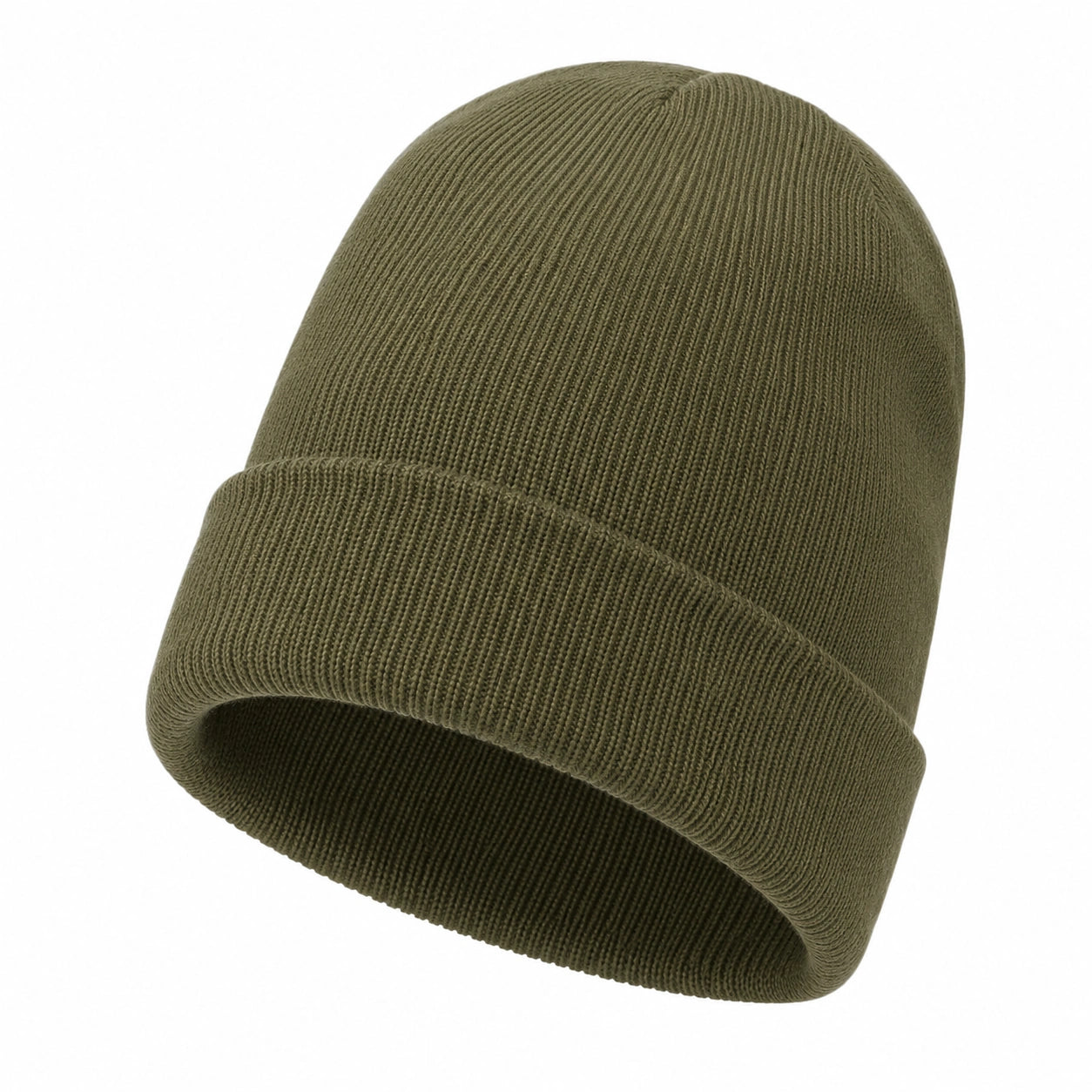 Bonnet tricoté hiver couleur olive