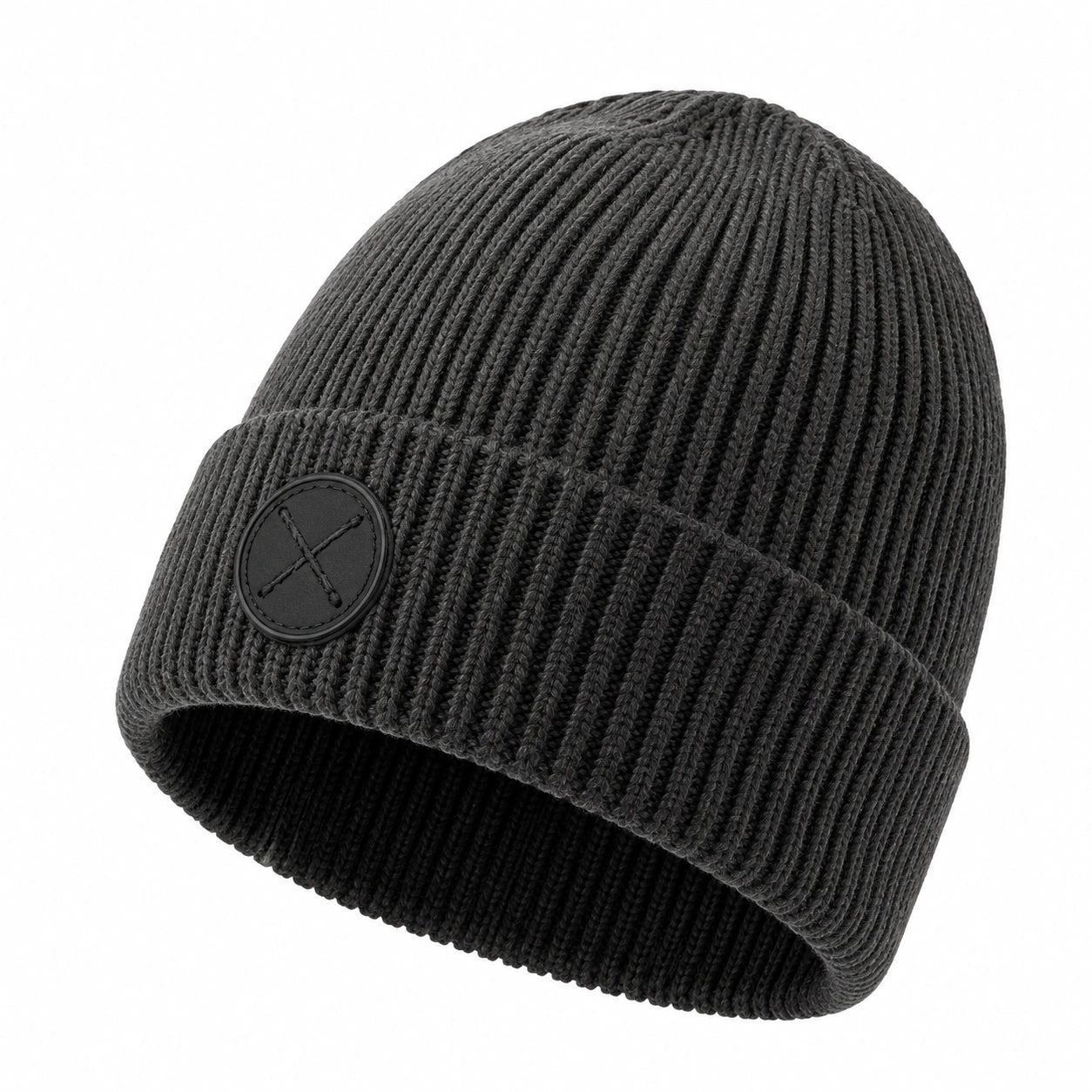 Bonnet en tricot côtelé unisexe noir
