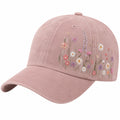 Casquette brodée motifs floraux rose pâle