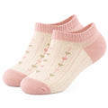 Chaussettes Courtes Motifs Cœurs Rose et Beige