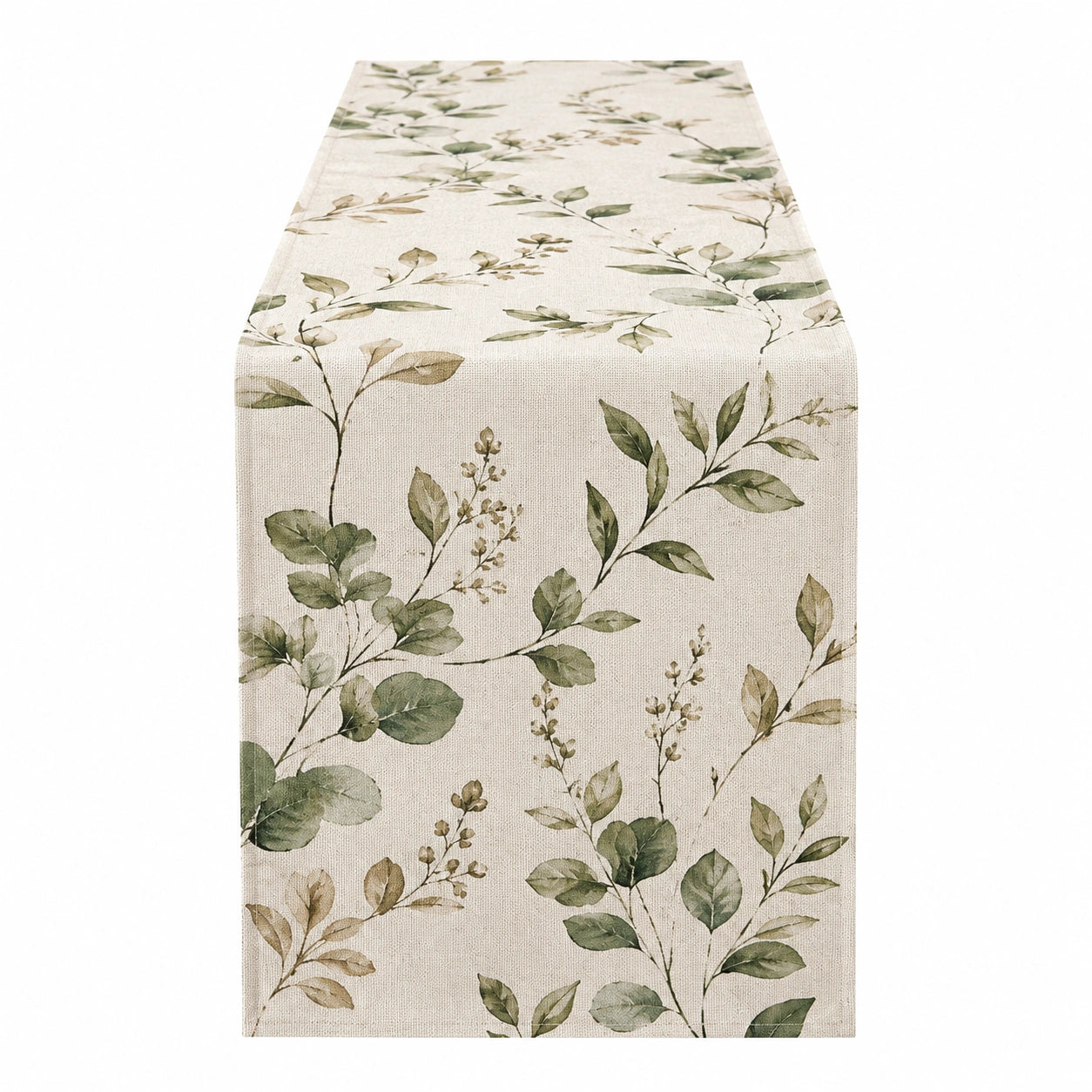 Chemin de table à motif de feuilles vertes 150x30 cm
