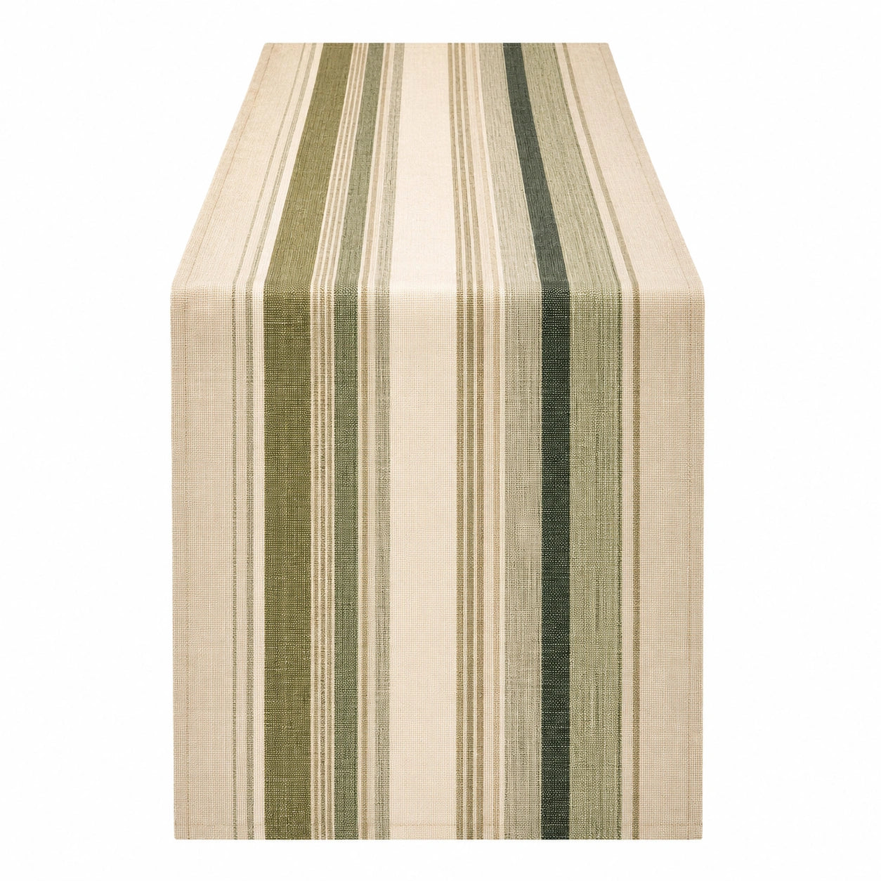 Chemin de Table Rayé Beige et Vert 180x40 cm