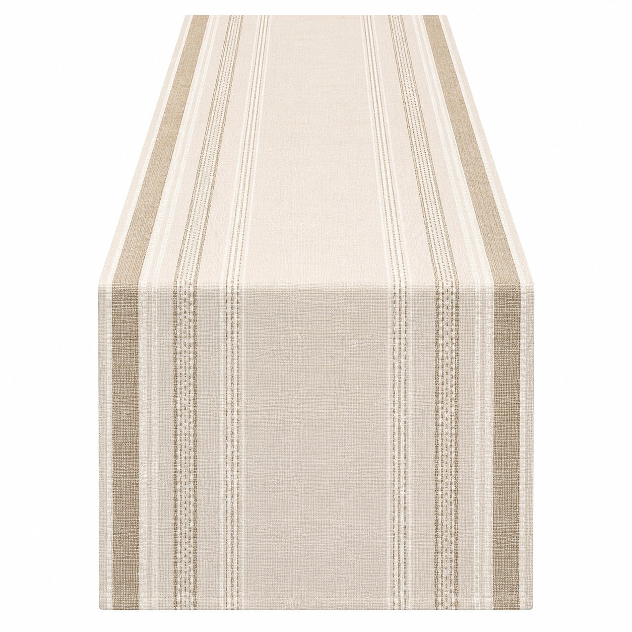 Chemin de table à rayures beige 180x35 cm