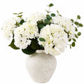 Bouquet d'Hortensias Artificiels Blancs avec Vase