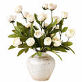 Arrangement de Pivoines Artificielles avec Vase en Céramique